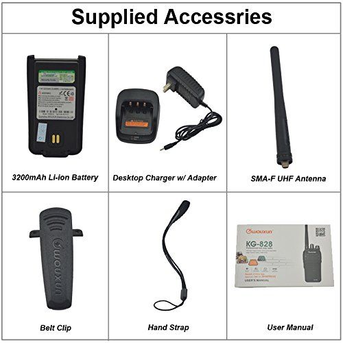  Baofeng Ham Two Way Radio Wouxun KG-828 10 Watt UHF 400-480MHz 16 channels Vox 2-5 miles IP66 Waterproof Long Range Large Battery 3200mAh Cb Walkie Talkie