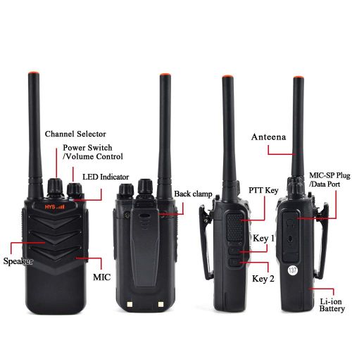  Baofeng HYS TC-B 2.5W Two Way Radio Long Range UHF 400-470MHz 16 Channel Built-in Bluetooth with Wireless Bluetooth Headset -One Machine Dual Use- 2 Pack Walkie Talkie for Field Survival/H
