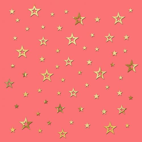  Baofengxue Stars 62 pcs 3D Mirror Acrylic Wall Stickers Crystal Hollow Pointed Five-Pointed Star self-Adhesive DIY Detachable Childrens Room Wedding Decoration (Gold)