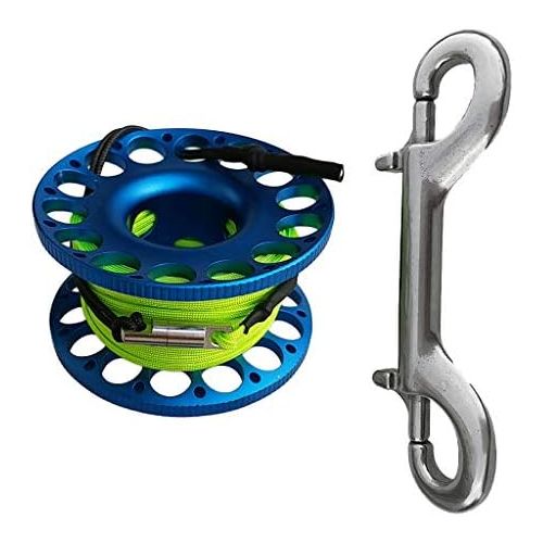  [아마존베스트]Baosity Lightweight Dive Wreck Cave Reel Scuba Diving Finger Spool 30m/100ft Line, Dual Ended Bolt Snap Clip