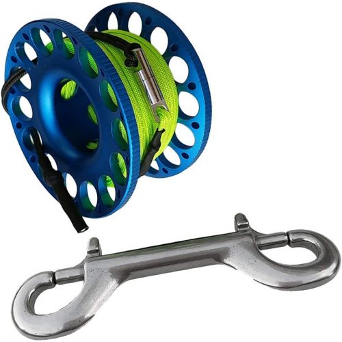  [아마존베스트]Baosity Lightweight Dive Wreck Cave Reel Scuba Diving Finger Spool 30m/100ft Line, Dual Ended Bolt Snap Clip