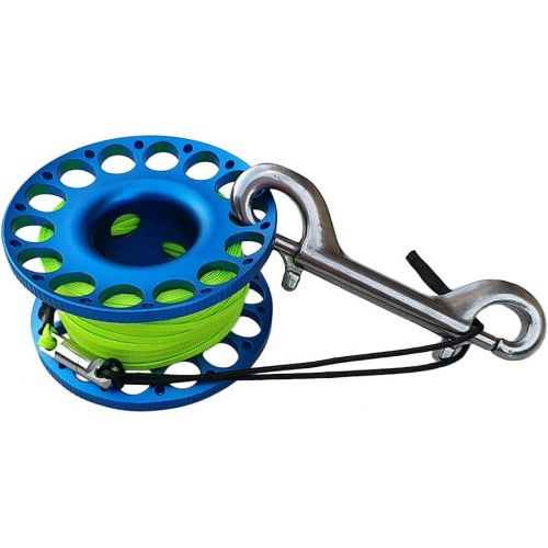  [아마존베스트]Baosity Lightweight Dive Wreck Cave Reel Scuba Diving Finger Spool 30m/100ft Line, Dual Ended Bolt Snap Clip