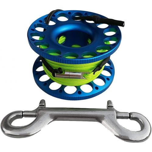  [아마존베스트]Baosity Lightweight Dive Wreck Cave Reel Scuba Diving Finger Spool 30m/100ft Line, Dual Ended Bolt Snap Clip