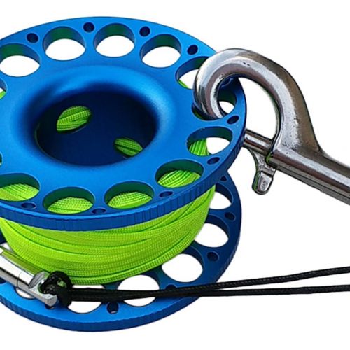  [아마존베스트]Baosity Lightweight Dive Wreck Cave Reel Scuba Diving Finger Spool 30m/100ft Line, Dual Ended Bolt Snap Clip