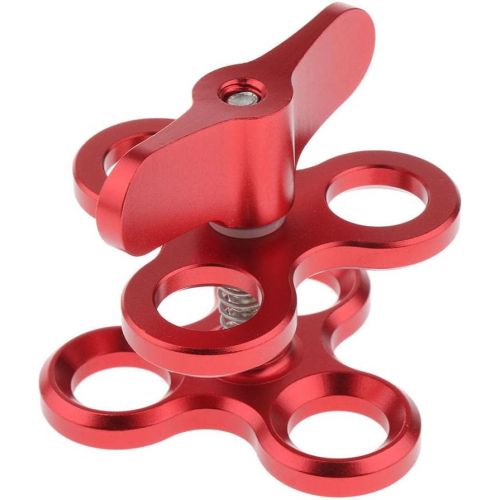  Baosity Triple Ball Clamp 3 Holes Underwater Arm Diving Bracket for Gopro Hero 3+/4/5/6 Red