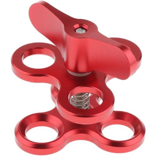  Baosity Triple Ball Clamp 3 Holes Underwater Arm Diving Bracket for Gopro Hero 3+/4/5/6 Red