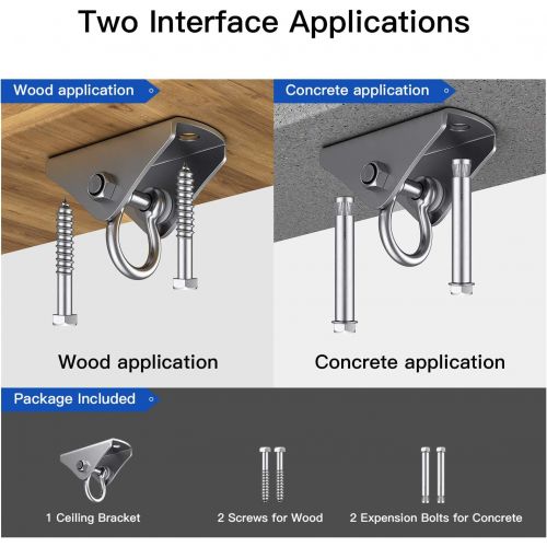  Baozun Deckenhaken Hangesessel 180° Schaukel Deckenhalterung Boxsack Halterung Liebesschaukel Sling Trainer Hangematte Befestigung Edelstahl Belastbarkeit bis 400KG