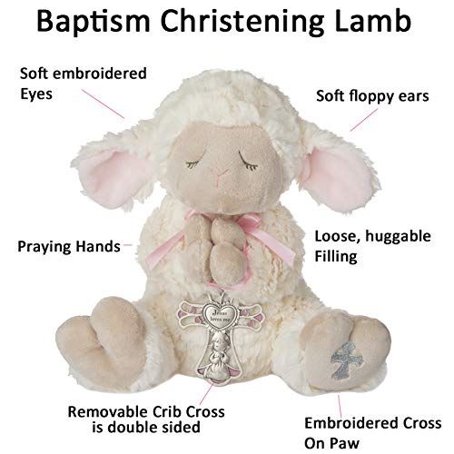  [아마존베스트]Baptismal Gifts Baptism Christening Gifts for Girls Pink Serenity Lamb w/Crib Cross and Babys First Book of Prayers w/Gift tag