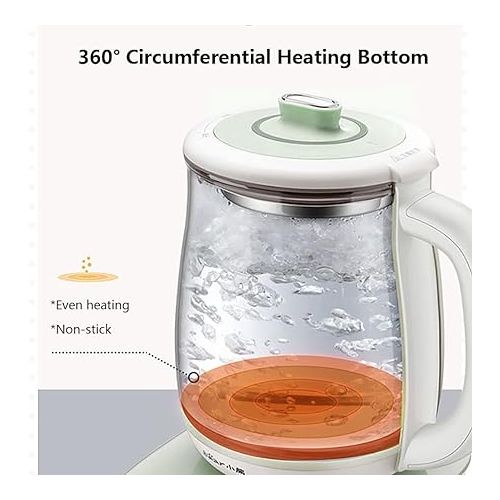  Bear YSH-C18S2 Health Pot, Electric Kettle Tea Maker with Infuser, Glass Kettle & Stew Pot, 16 Menus 1.8L 120V, Green