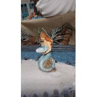 /BarbarasBoutiqueShop Fairy Garden Beach Themed Mermaid, Mermaid on a Rock for Miniature Gardening, Seaside Miniatures, Summer Fairy Garden, Miniature Beach