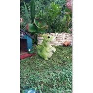 /BarbarasBoutiqueShop Fairy Garden Miniature Green Dragon (Resin) for your Fairy Garden, Terrarium, Miniature Castle Scene; Green Dragon, Fairy Tale Dragon