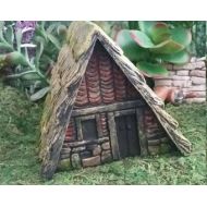 BarbarasBoutiqueShop Fairy Garden House, Resin Fairy Garden Hut For your Fairy Garden, Woodland Fairy House, Rustic House, Tent Shaped House, Thatched Roof