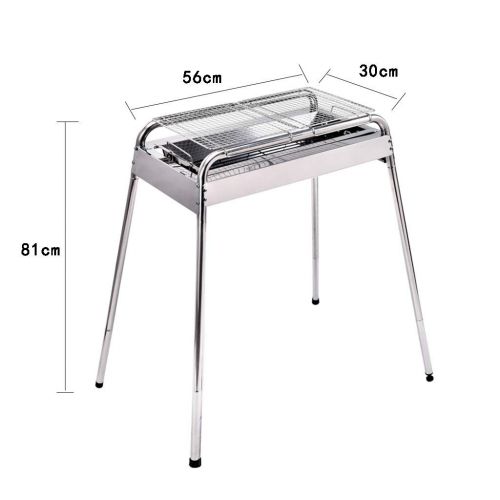  Barbecue Stainless Steel Grill Charcoal Tool Collapsible Grill Patio Grill Full Accessories Outdoor Picnic Tools Beach BBQ Tool Set (Color : Silver, Size : 803181cm)