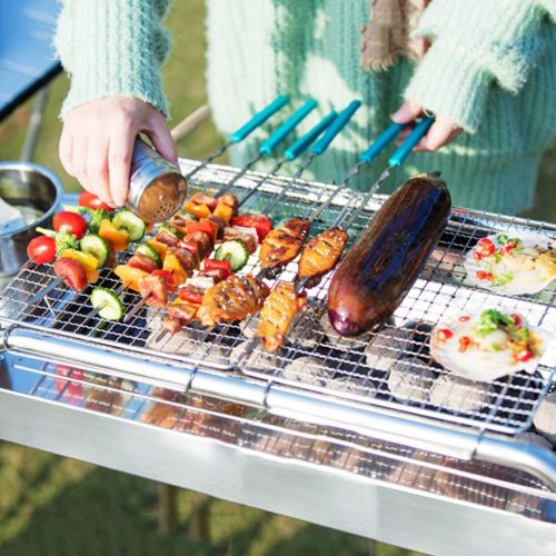  Barbecue Stainless Steel Grill Charcoal Tool Collapsible Grill Patio Grill Full Accessories Outdoor Picnic Tools Beach BBQ Tool Set (Color : Silver, Size : 803181cm)