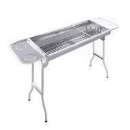 Barbecue Stainless Steel Grill Outdoor Stove Charcoal Grill Patio Grill for More Than 5 People Folding Picnic Oven Full Accessories Tool Set (Color : Silver, Size : 7332.570cm)