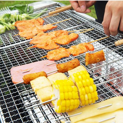  Barbecue Stainless Steel Grill Outdoor Stove Charcoal Grill Patio Grill for More Than 5 People Folding Picnic Oven Full Accessories Tool Set (Color : Silver, Size : 7332.570cm)