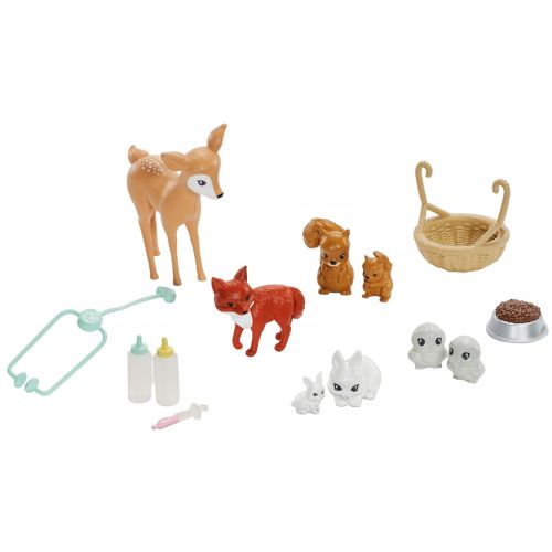 바비 Barbie Pet Rescue Center Playset with Doll, 8 Animals & Accessories