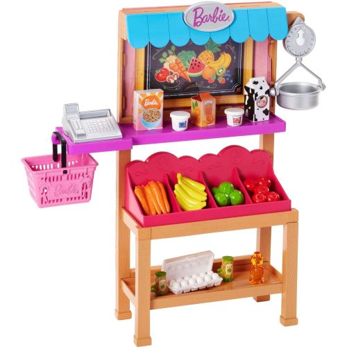 바비 Barbie Careers Grocery Supermarket Register Food Stand Playset