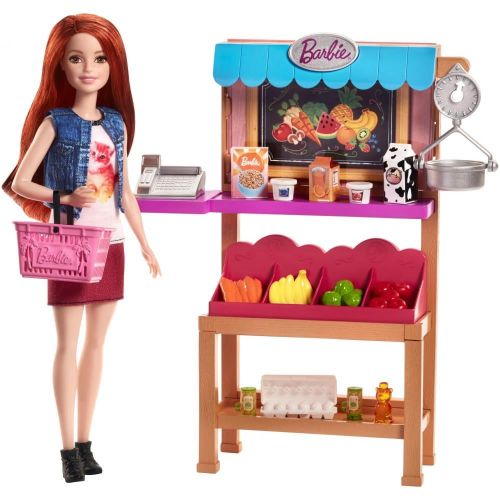 바비 Barbie Careers Grocery Supermarket Register Food Stand Playset