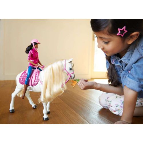 바비 Barbie DreamHorse & Brunette Doll, Interactive Toy with 30+ Reactions