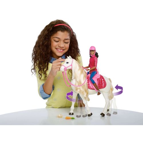 바비 Barbie DreamHorse & Brunette Doll, Interactive Toy with 30+ Reactions