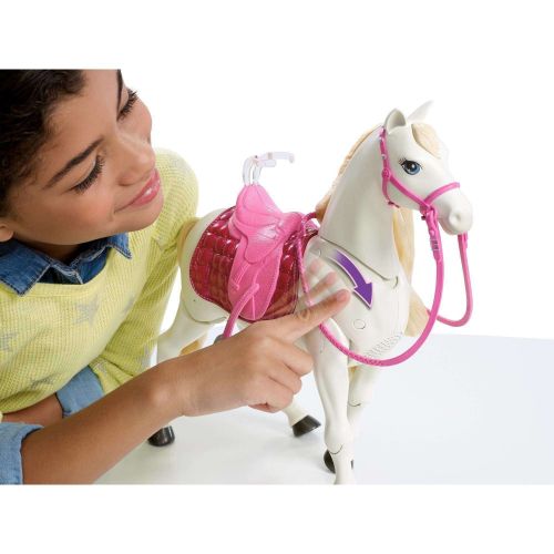 바비 Barbie DreamHorse & Brunette Doll, Interactive Toy with 30+ Reactions