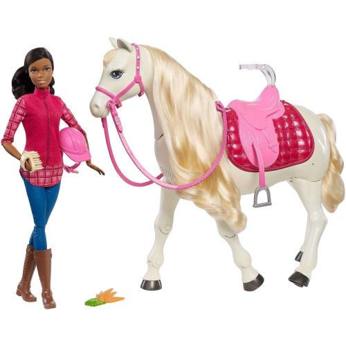 바비 Barbie DreamHorse & Brunette Doll, Interactive Toy with 30+ Reactions