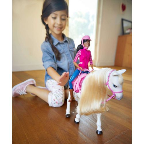 바비 Barbie DreamHorse & Brunette Doll, Interactive Toy with 30+ Reactions