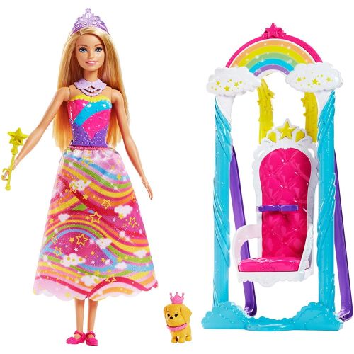 바비 Barbie Dreamtopia Rainbow Swing Playset with Princess Doll & Comb