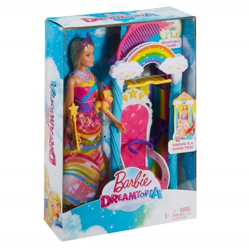 바비 Barbie Dreamtopia Rainbow Swing Playset with Princess Doll & Comb