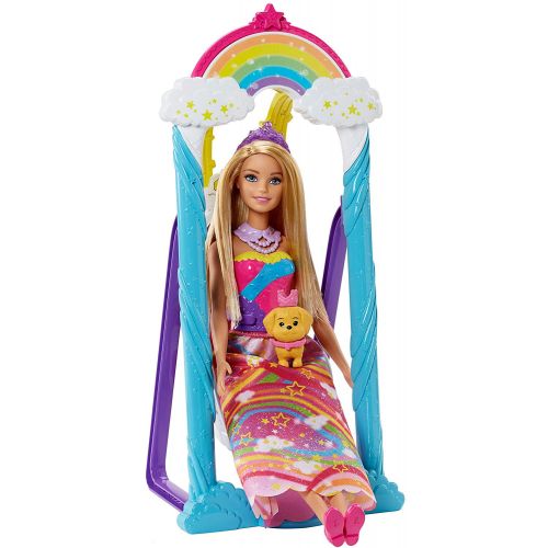 바비 Barbie Dreamtopia Rainbow Swing Playset with Princess Doll & Comb