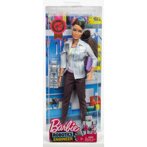 바비 Barbie Career Robotics Engineer Doll, Brunette, with Laptop & Robot