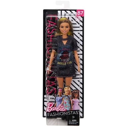 바비 Barbie Fashionistas Doll with Ombre Hair, Wearing Tour T-Shirt Dress