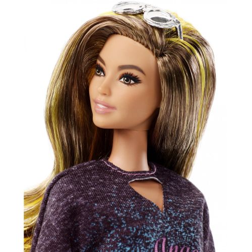 바비 Barbie Fashionistas Doll with Ombre Hair, Wearing Tour T-Shirt Dress