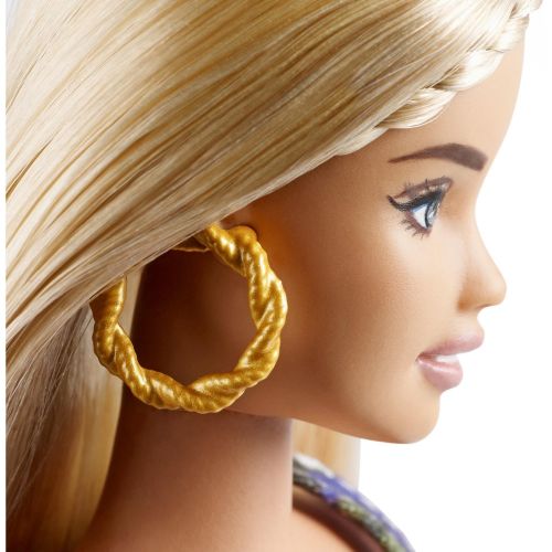 바비 Barbie Fashionistas Doll, Braided Hair Wearing Colorful Camo Dress