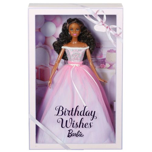 바비 Birthday Wishes Barbie Doll, Brunette Hair, Wearing Pink Party Dress