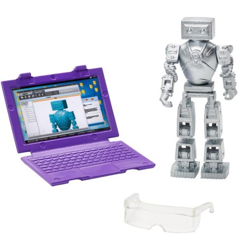 바비 Barbie Career Robotics Engineer Doll, Pink Hair, with Laptop & Robot
