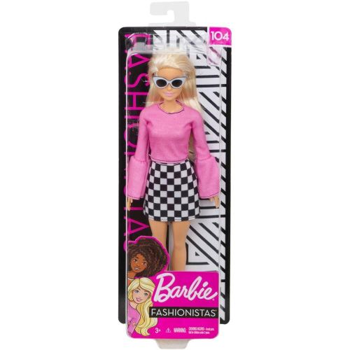 바비 Barbie Fashionistas Doll, Original Body Type with Checkered Skirt