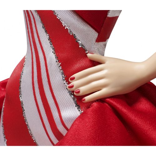 바비 Barbie 2019 Holiday Doll, Blonde Curls with Red & White Gown