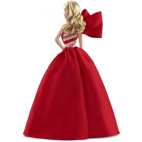 바비 Barbie 2019 Holiday Doll, Blonde Curls with Red & White Gown