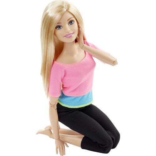 바비 Barbie Made to Move Posable Doll in Pink Color-Blocked Top and Yoga Leggings, Flexible with Blonde Hair (Amazon Exclusive)