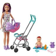 Barbie Skipper Babysitters Inc Playset with Doll, Stroller, Baby Doll & 5 Accessories, Remove Stroller Seat for Carrier