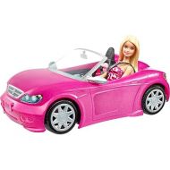 Barbie Doll & Car Playset, Sparkly Pink 2-Seater Toy Convertible with Glam Details & Fashion Doll in Sundress & Sunglasses (Amazon Exclusive)