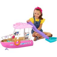 Barbie Toy Boat Playset, Dream Boat with 20+ Pieces Including Pool, Slide & Dolphin, Ocean-Themed Accessories