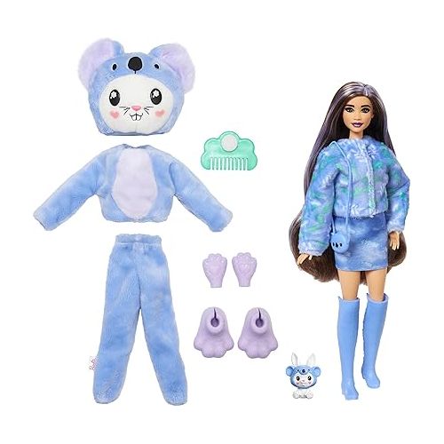 바비 Barbie Cutie Reveal Doll & Accessories with Animal Plush Costume & 10 Surprises Including Color Change, Bunny as a Koala in Costume-Themed Series