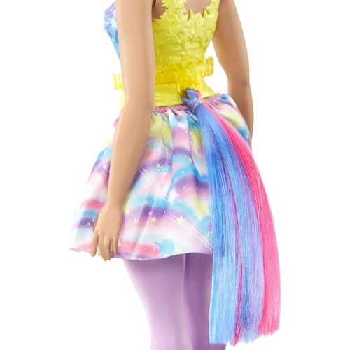 바비 Barbie Dreamtopia Doll with Removable Unicorn Headband & Tail, Blue & Purple Fantasy Hair & Rainbow Skirt, Unicorn Toy