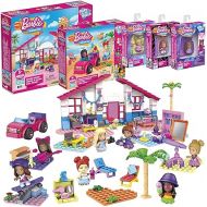 Mega Barbie Malibu Building Sets Bundle, 440 bricks and pieces with fashion and roleplay accessories, 7 micro-dolls, 1 puppy, 2 birds and 2 turtles, toy gift set for ages 4 and up