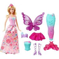 Barbie Doll Fantasy Dress-Up Set with Blonde Fashion Doll, Candy-Inspired Clothes & Accessories like Fairy Wings & Mermaid Tail