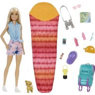 Barbie Doll & Accessories, It Takes Two Malibu Camping Playset with Doll, Pet Puppy & 10+ Accessories Including Sleeping Bag