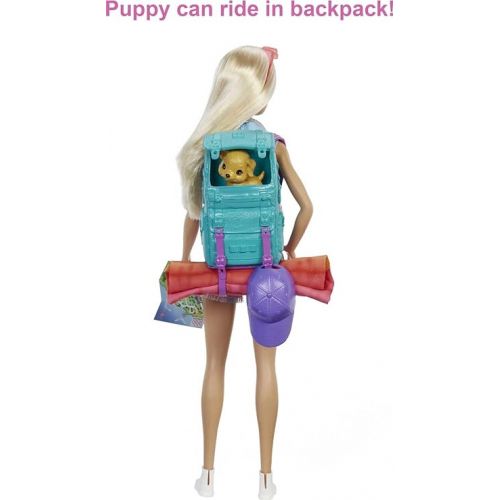 바비 Barbie Doll & Accessories, It Takes Two Malibu Camping Playset with Doll, Pet Puppy & 10+ Accessories Including Sleeping Bag
